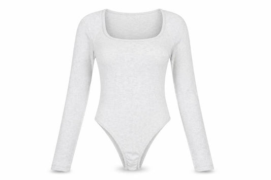 PRETTYLITTLETHING Womens Grey Cotton Bodysuit One-Piece Size 4 Snap