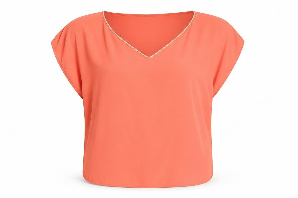 Oasis Womens Orange Polyester Basic Blouse Size 12 V-Neck