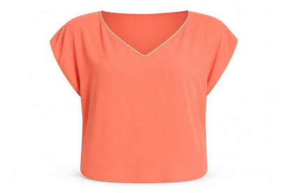 Oasis Womens Orange Polyester Basic Blouse Size 12 V-Neck