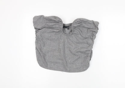 Additional front view of ASOS women’s grey viscose basic t-shirt, size UK 18, off the shoulder