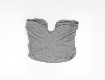 Back view of ASOS women’s grey viscose basic t-shirt, size UK 18, off the shoulder