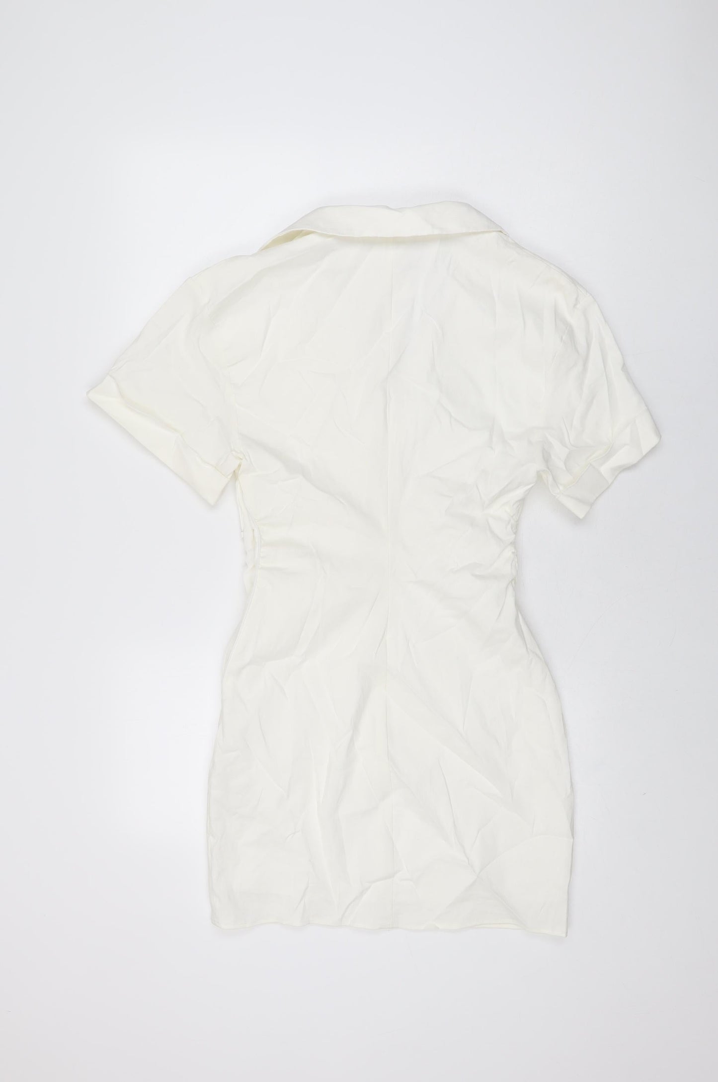 Zara Womens White Viscose Mini Size S Collared Tie