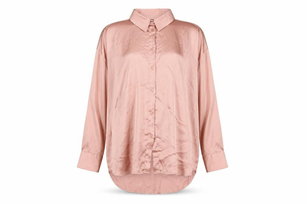 Zara Womens Pink Polyester Basic Button-Up Size L Collared
