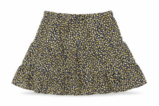 Pieces Womens Blue Floral Polyester Swing Skirt Size M Drawstring