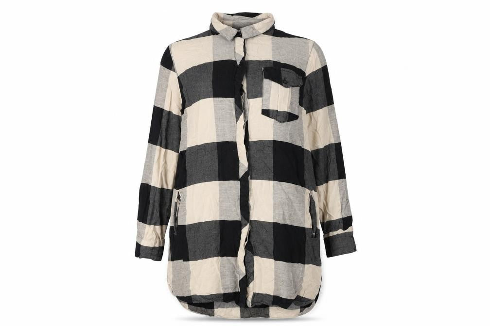 Topshop Womens Beige Geometric Cotton Basic Button-Up Size 8 Collared