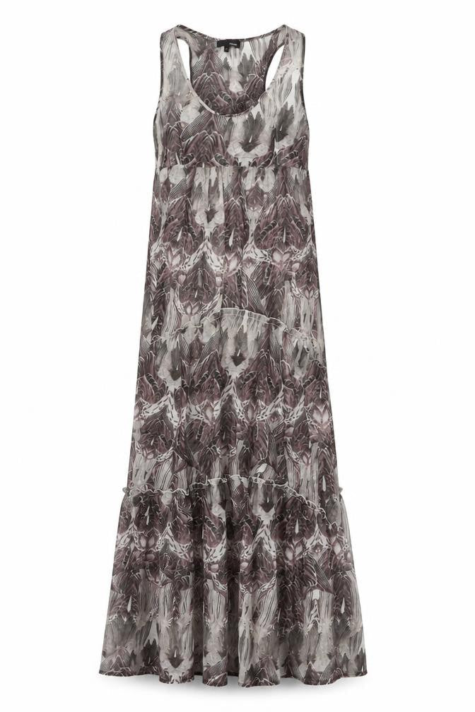 Next Womens Grey Geometric Polyester Maxi Size 10 Scoop Neck Pullover