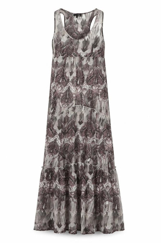 Next Womens Grey Geometric Polyester Maxi Size 10 Scoop Neck Pullover