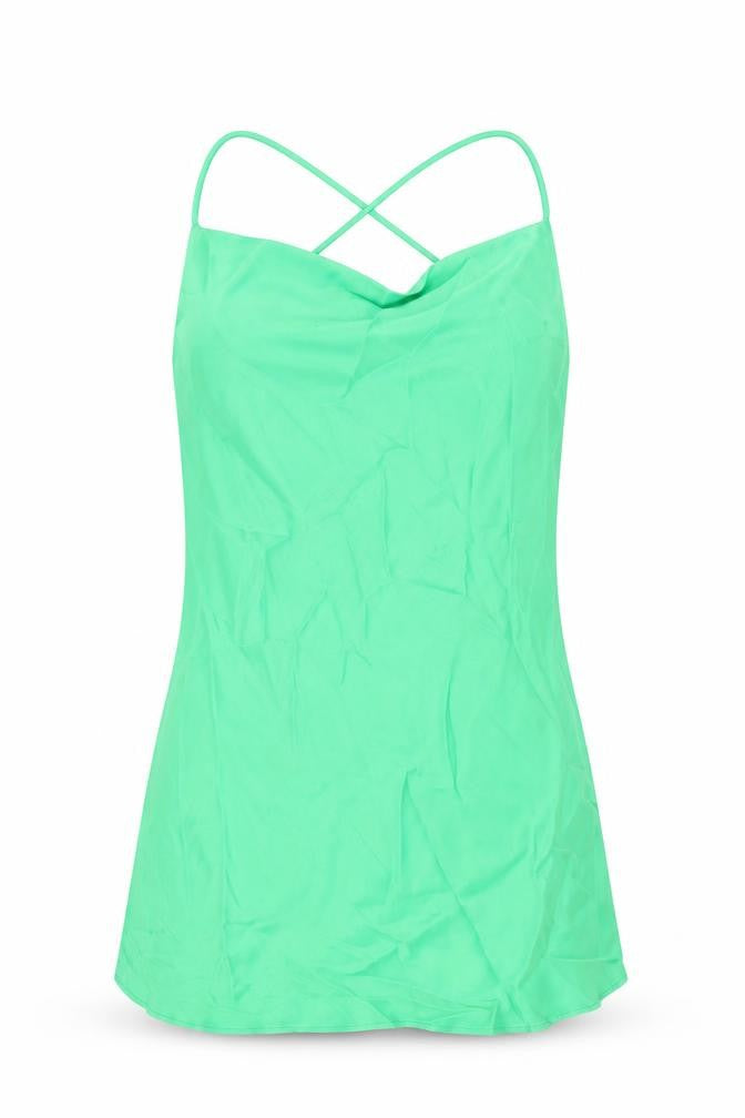 Zara Womens Green Viscose Basic T-Shirt Size XS Cowl Neck