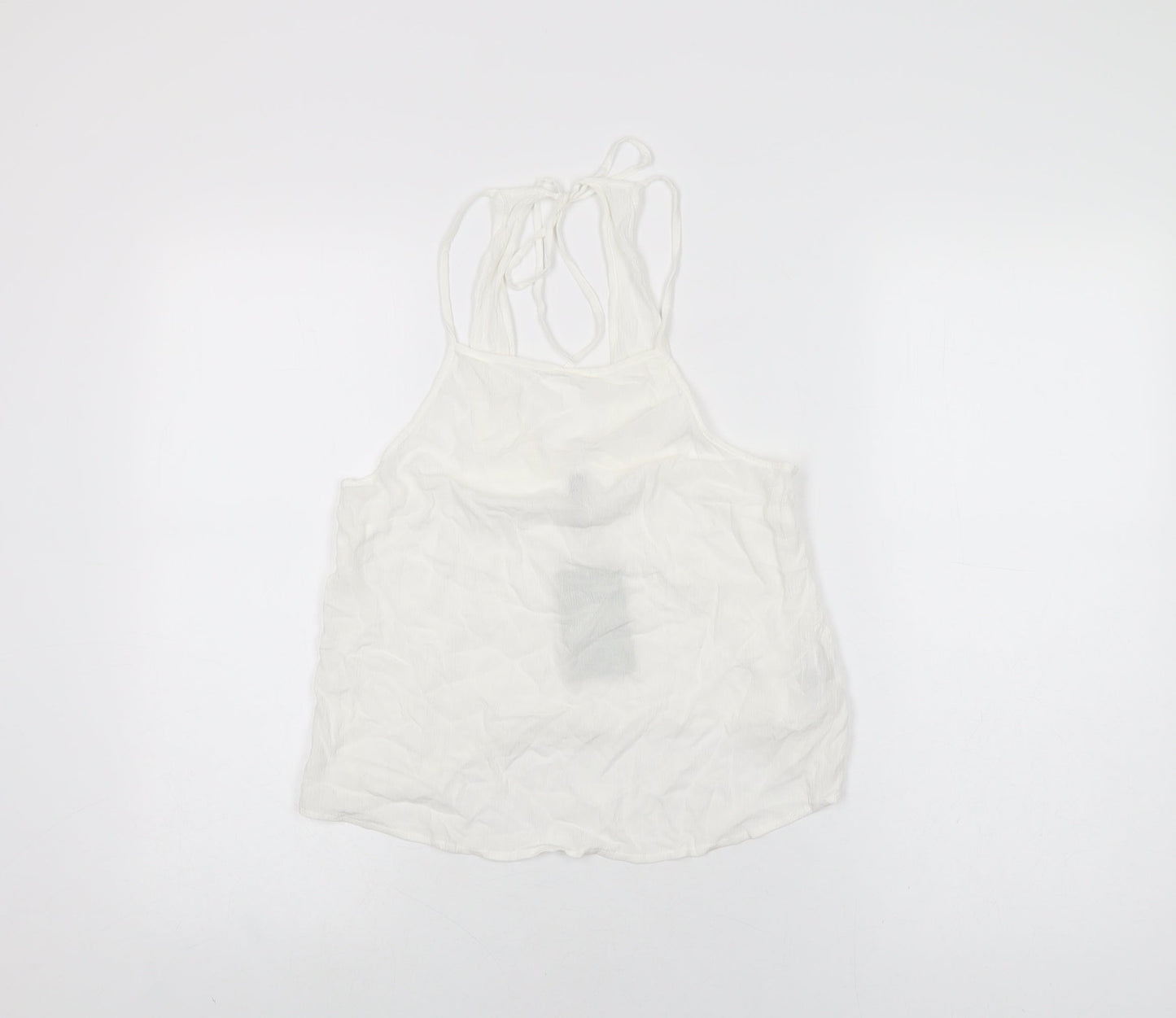 H&M Womens White Viscose Basic T-Shirt Size S Round Neck