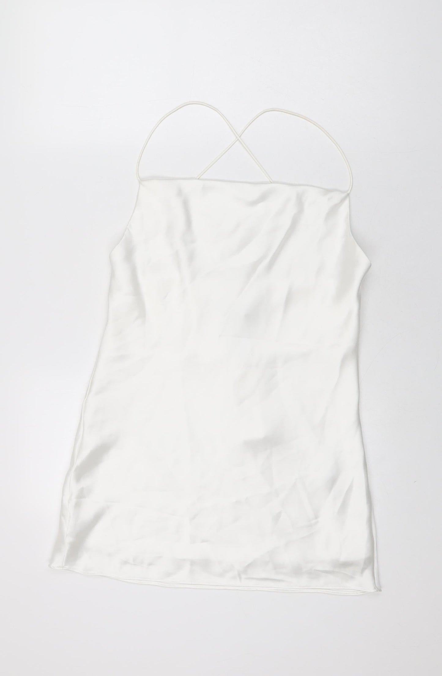 Zara Womens White Polyester Basic T-Shirt Size M Cowl Neck