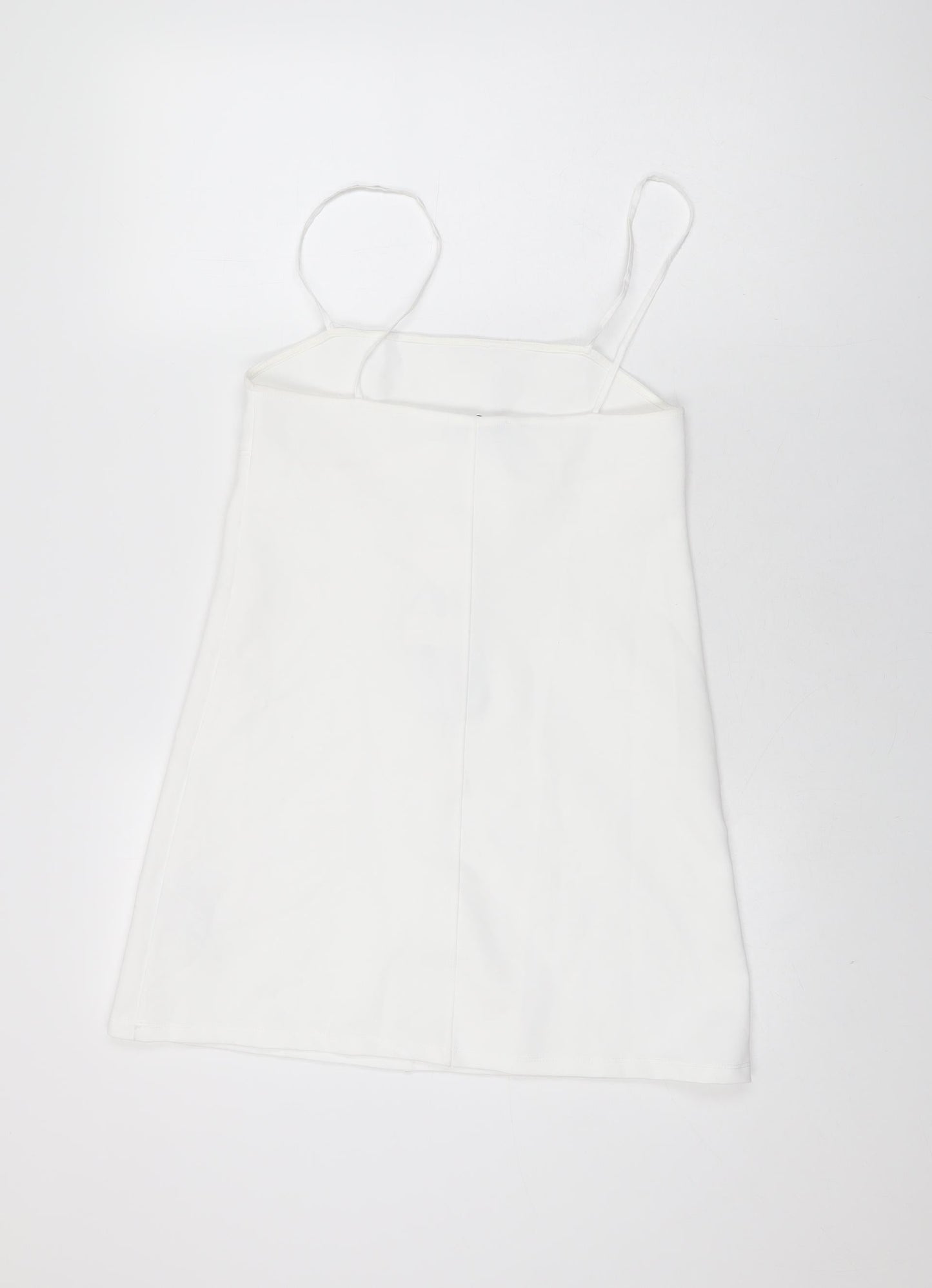 Zara Womens White Polyester Mini Size S Square Neck Pullover