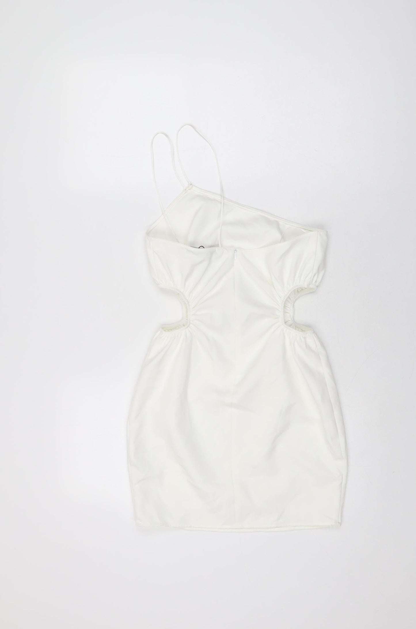 Zara Womens White Polyester Mini Size XS One Shoulder Zip