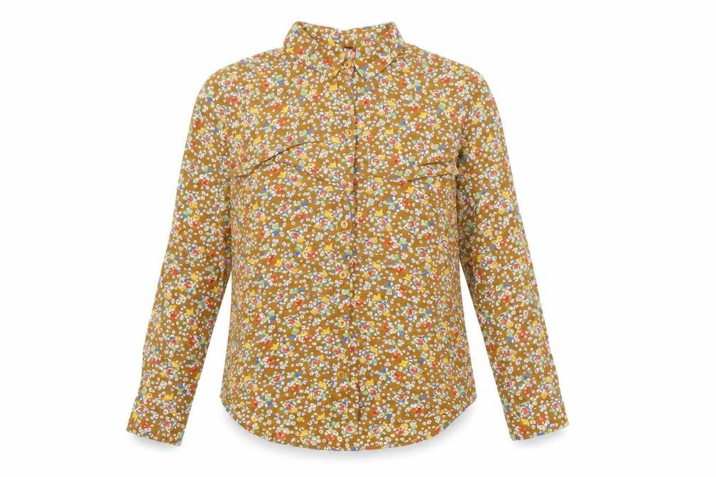 Topshop Womens Brown Floral Viscose Basic Button-Up Size 8 Collared