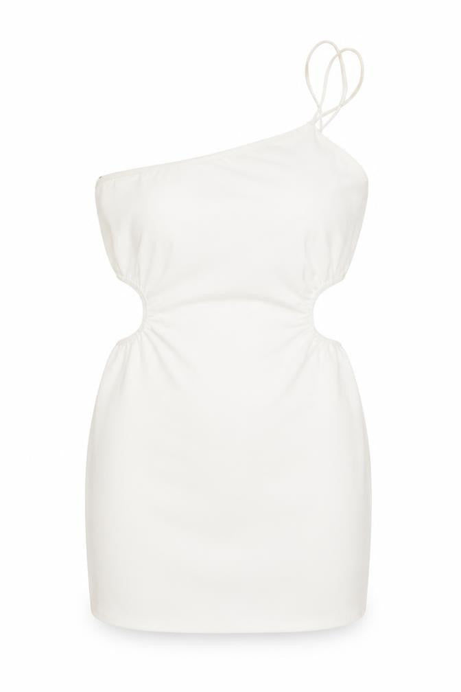 Zara Womens White Polyester Mini Size S One Shoulder Zip