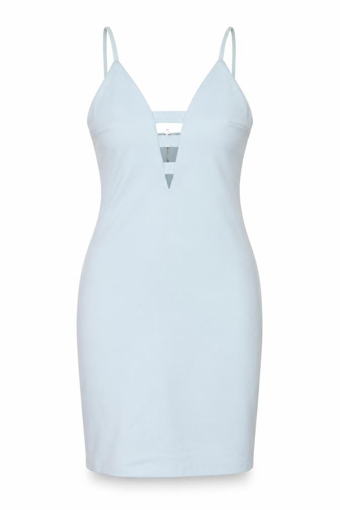 FOREVER 21 Womens Blue Polyester Bodycon Size M V-Neck Zip