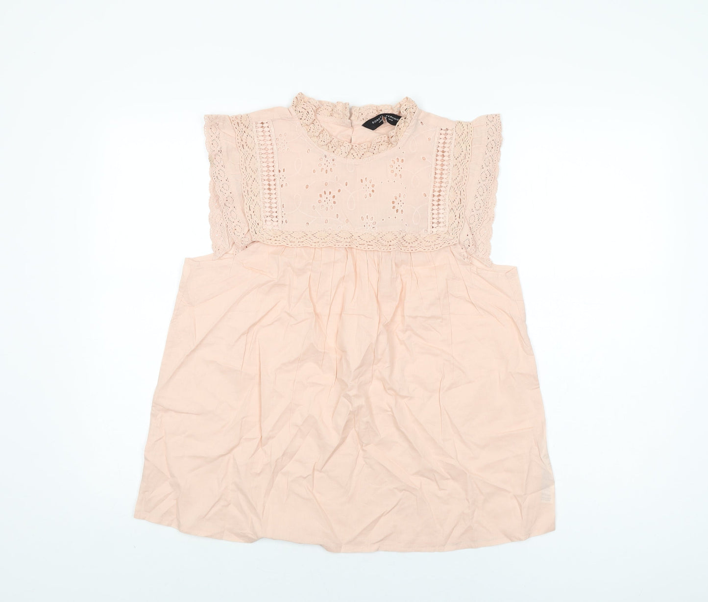 Dorothy Perkins Womens Pink Floral Cotton Basic T-Shirt Size 10 Round Neck
