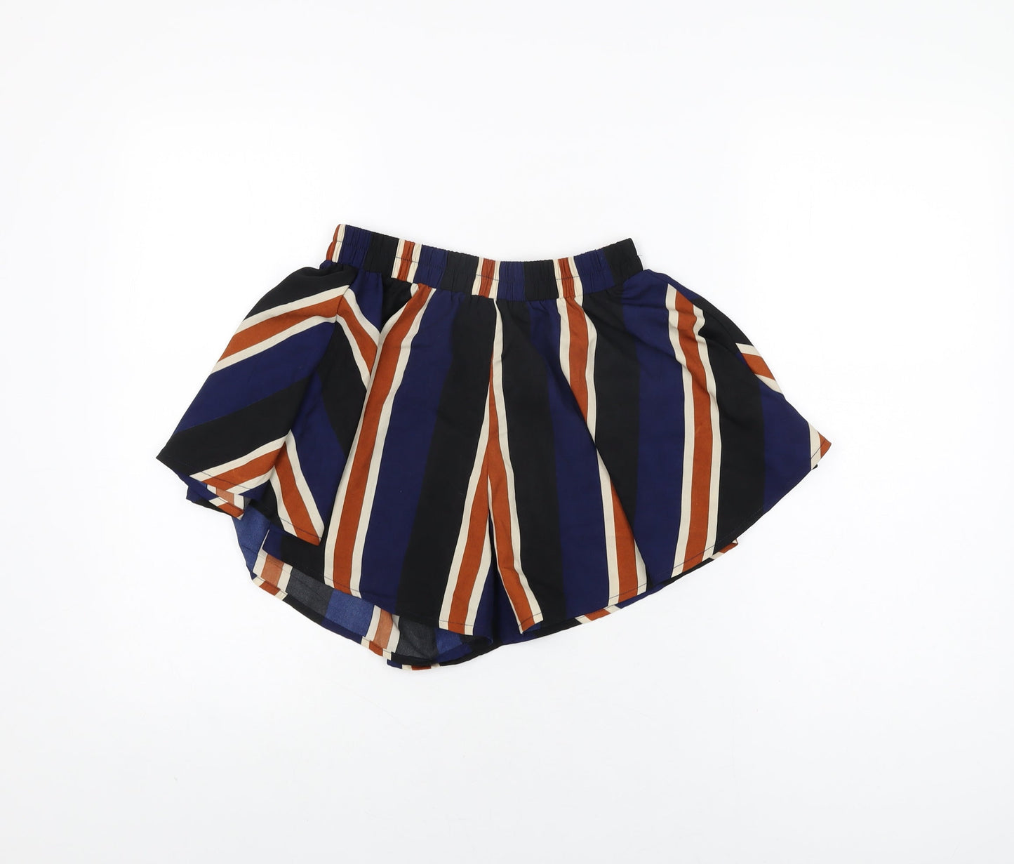 PRETTYLITTLETHING Womens Black Striped Polyester Skort Skirt Size 6