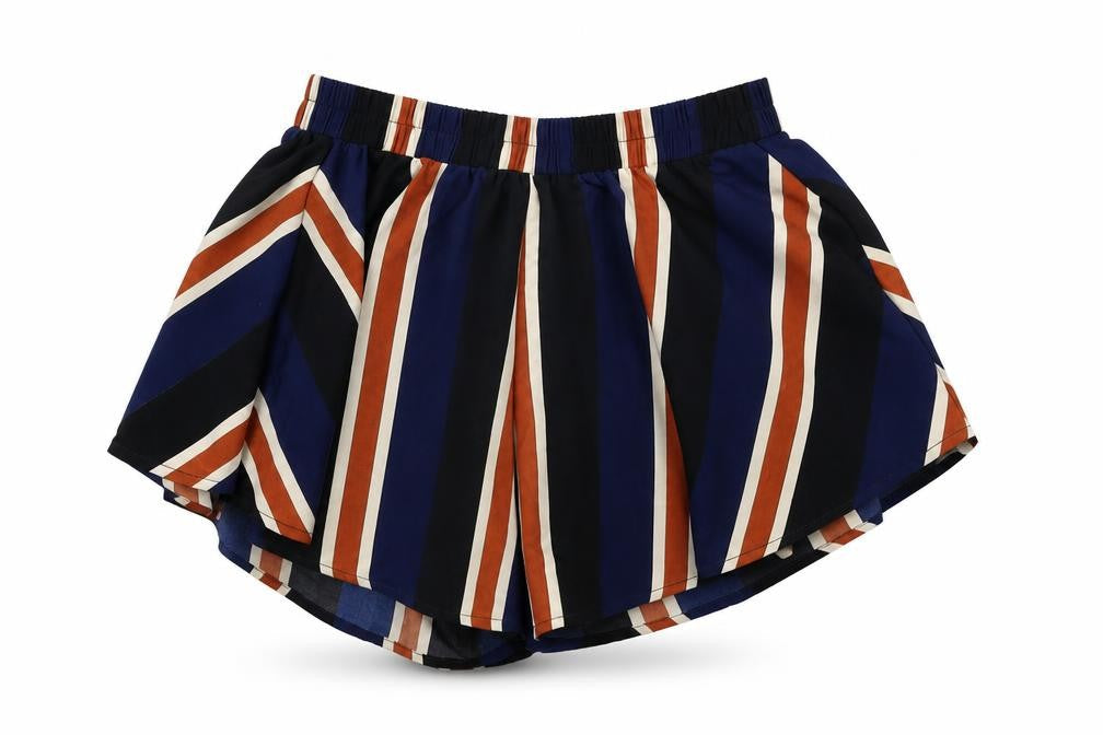 PRETTYLITTLETHING Womens Black Striped Polyester Skort Skirt Size 6