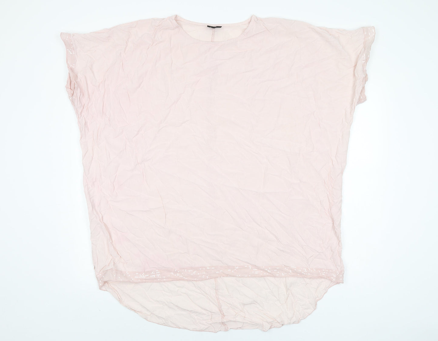 Izabel London Womens Pink Polyester Basic T-Shirt Size 18 Round Neck
