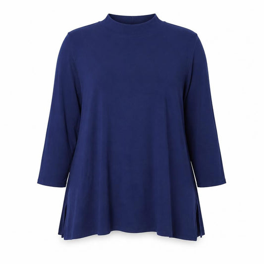 H by Halston Womens Blue Modal Basic T-Shirt Size M High Neck
