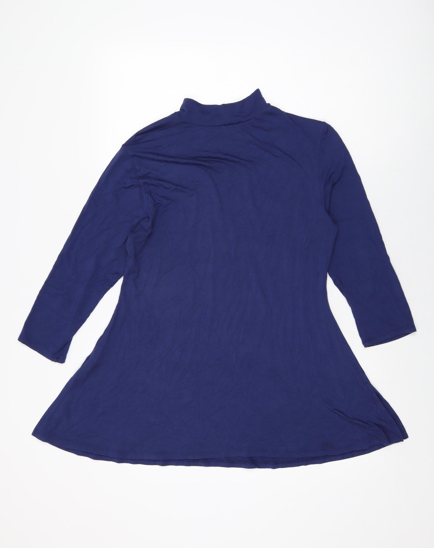H by Halston Womens Blue Modal Basic T-Shirt Size M High Neck