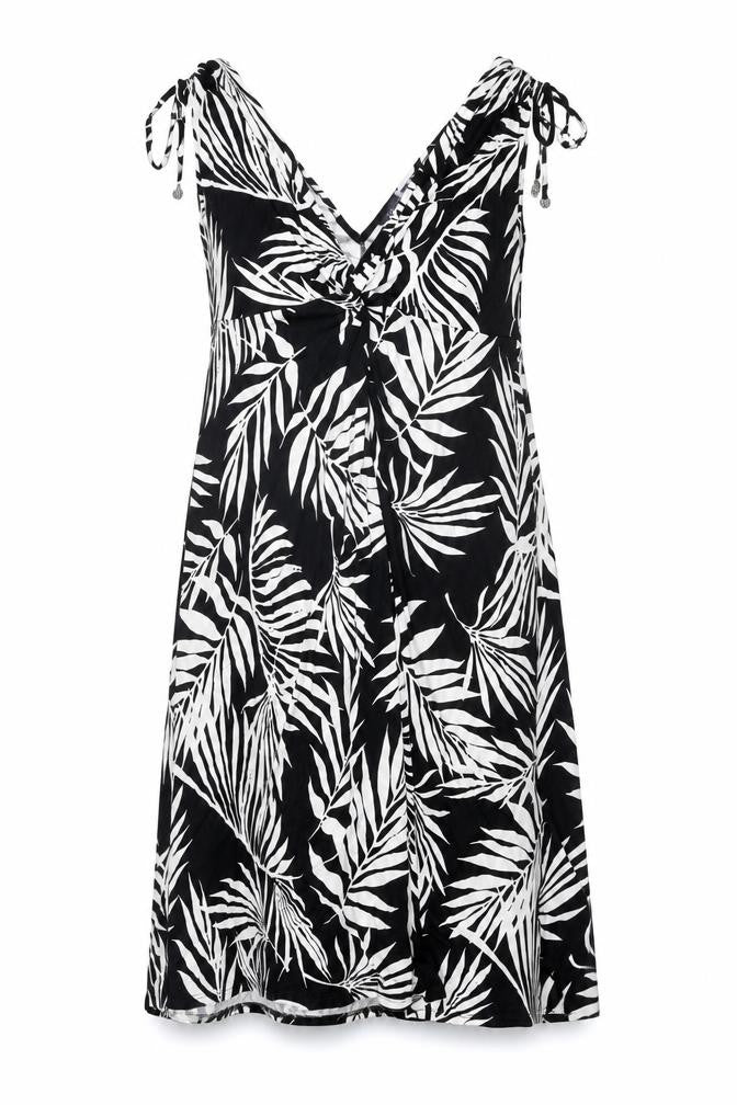 Marks & Spencer Womens Black Geometric Viscose Shift Size 12 V-Neck Pullover