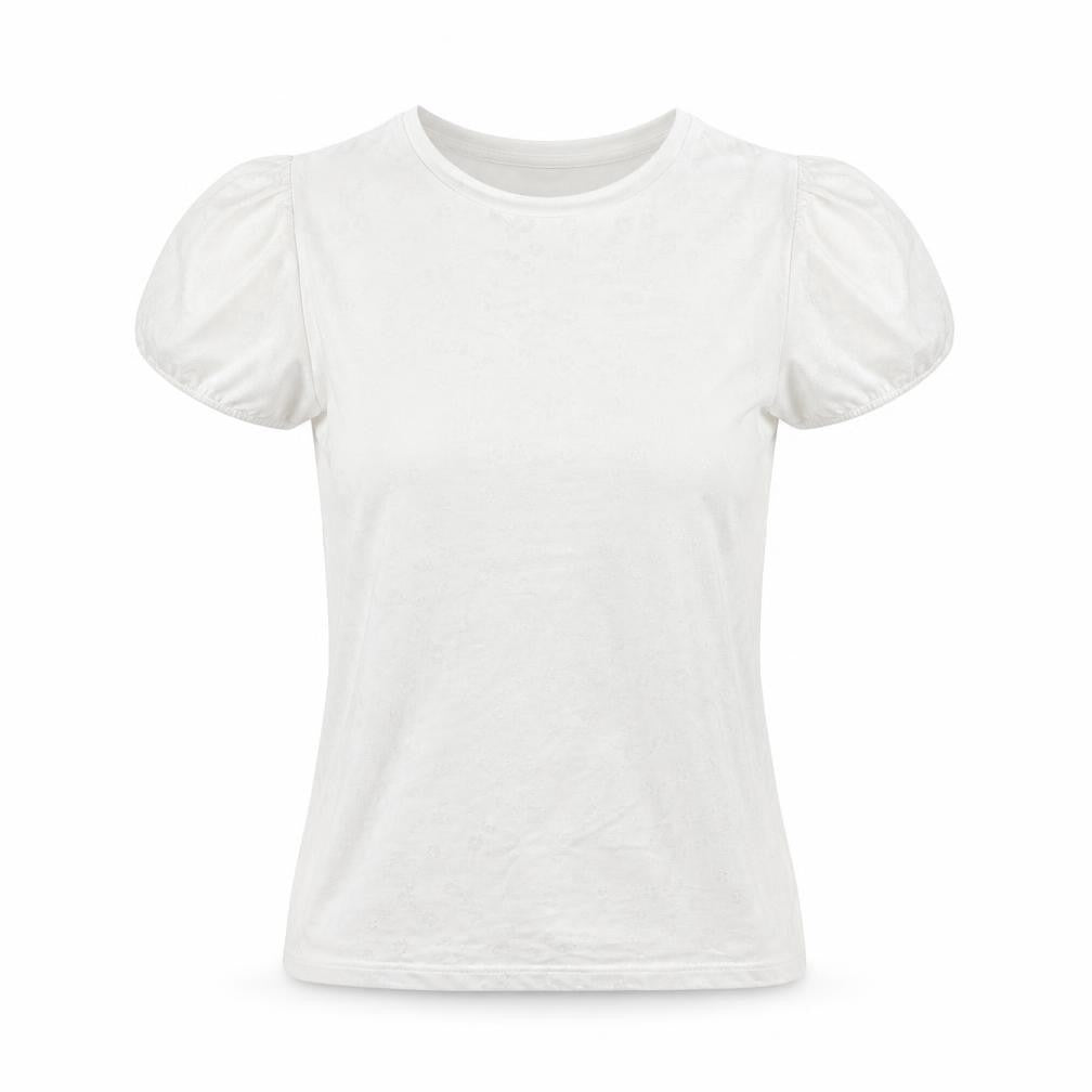 Monsoon Womens White Geometric Polyester Basic T-Shirt Size S Round Neck