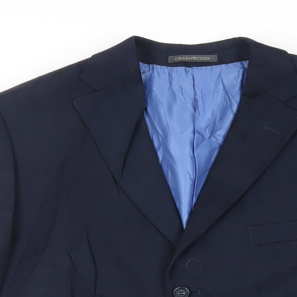 Greenwoods Mens Blue Polyester Jacket Suit Jacket Size 40 Regular
