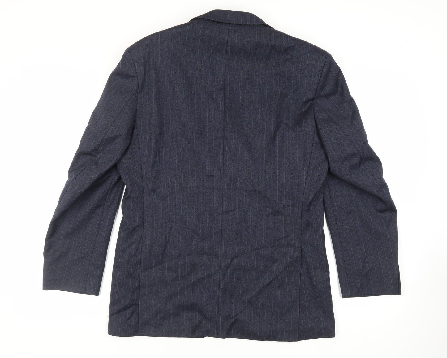 Label Mens Blue Striped Polyester Jacket Suit Jacket Size 40 Regular