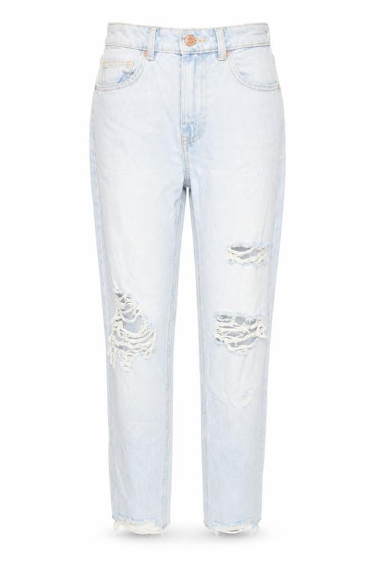 Bershka Womens Blue Cotton Mom Jeans Size 6 L28 in Regular Zip
