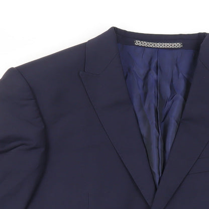 Close-up detail of Autograph men’s blue wool jacket suit jacket, size 40, regular