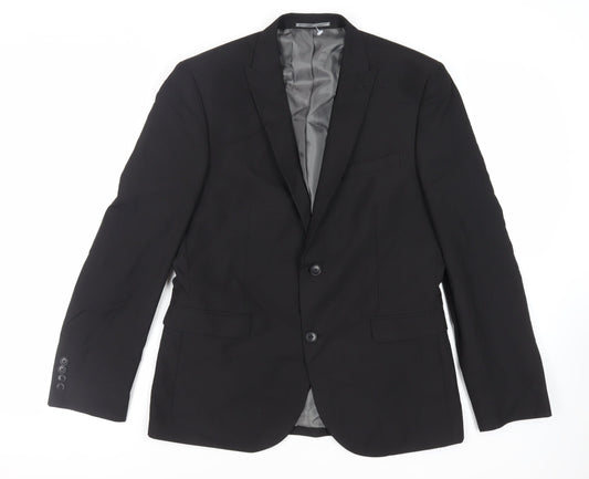 NEXT Mens Black Polyester Jacket Blazer Size 42 Regular