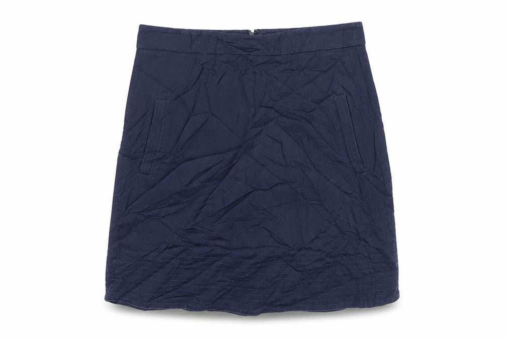 Warehouse Womens Blue Cotton A-Line Skirt Size 8 Zip