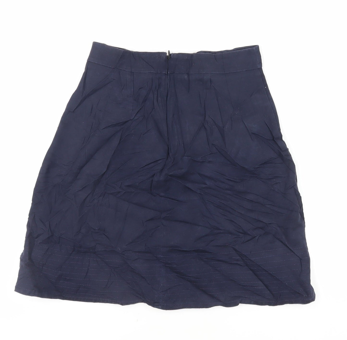 Warehouse Womens Blue Cotton A-Line Skirt Size 8 Zip