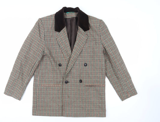 Canda Mens Beige Geometric Jacket Blazer Size M Button - Vintage