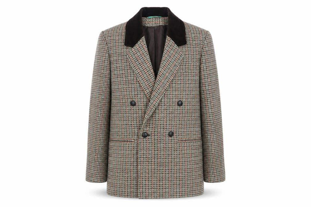Canda Mens Beige Geometric Jacket Blazer Size M Button - Vintage