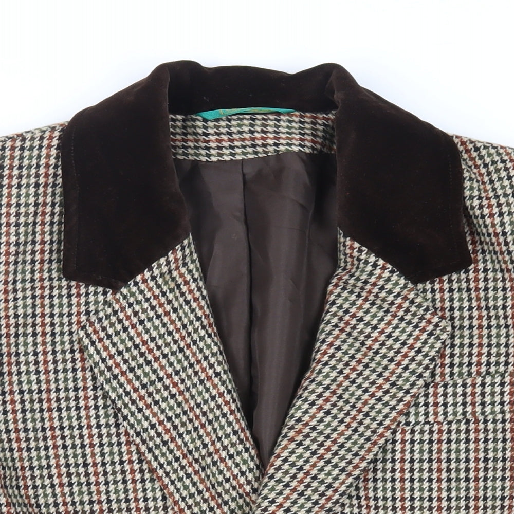 Canda Mens Beige Geometric Jacket Blazer Size M Button - Vintage