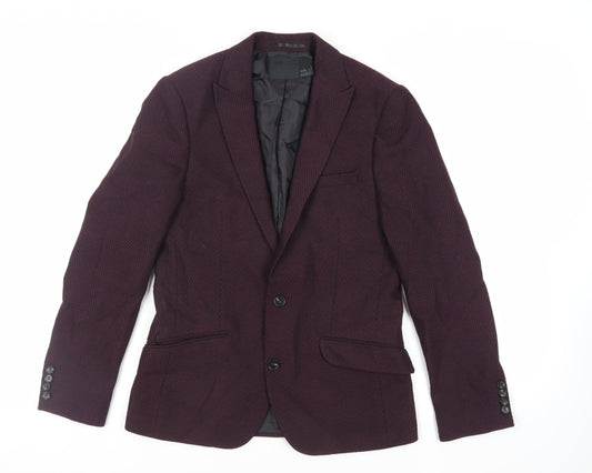 ASOS Mens Purple Geometric Polyester Jacket Blazer Size 36 Regular
