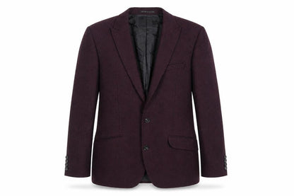 Front view of ASOS men’s purple geometric polyester jacket blazer, size 36, regular