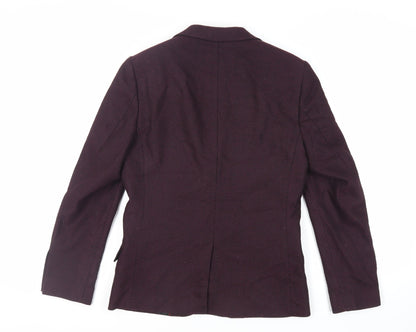 Back view of ASOS men’s purple geometric polyester jacket blazer, size 36, regular