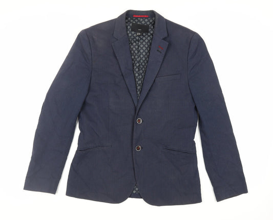 H&M Mens Blue Cotton Jacket Blazer Size 38 Regular