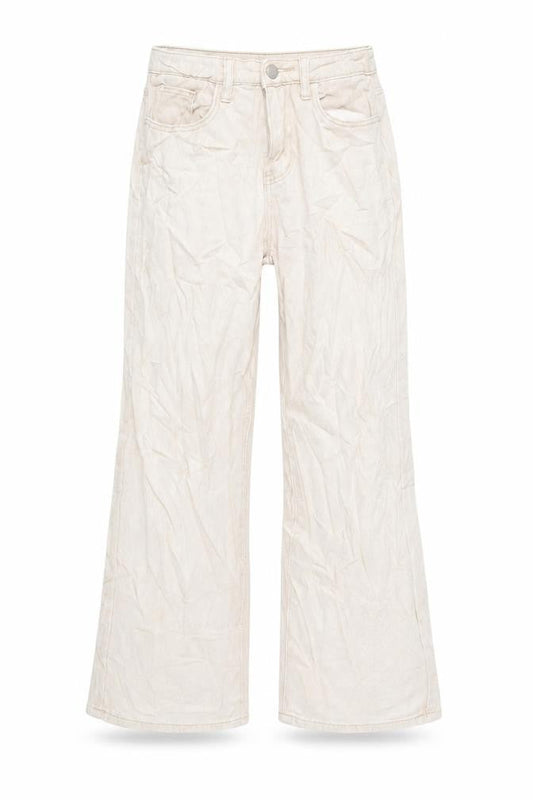 Dazy Womens Beige Cotton Wide-Leg Jeans Size S L27 in Regular Zip