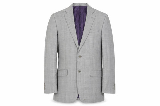 Savoy Taylors Mens Grey Plaid Wool Jacket Suit Jacket Size 40 Regular