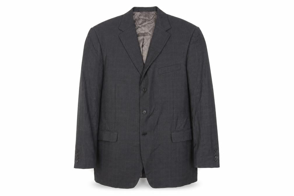 Marks & Spencer Mens Grey Plaid Wool Jacket Suit Jacket Size 46 Regular