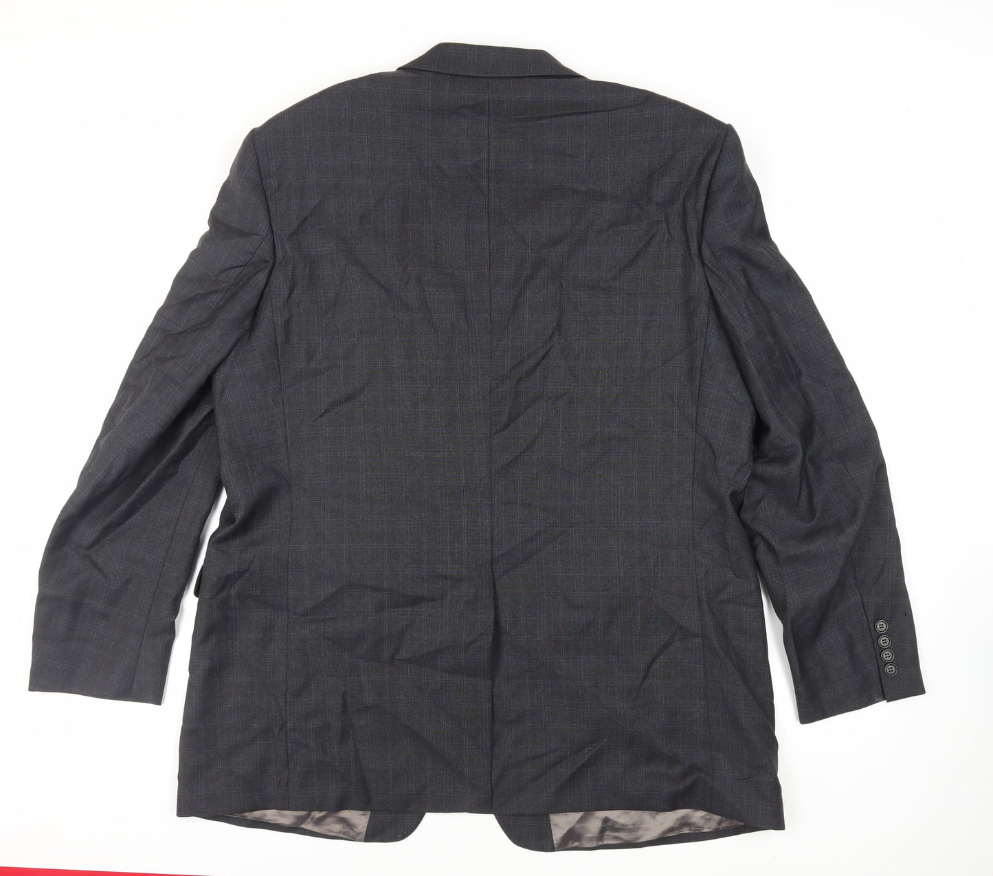 Marks and Spencer Mens Grey Plaid Wool Jacket Suit Jacket Size 46 Regular