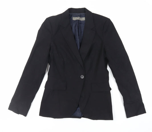 Zara Womens Black Jacket Blazer Size 8 Button