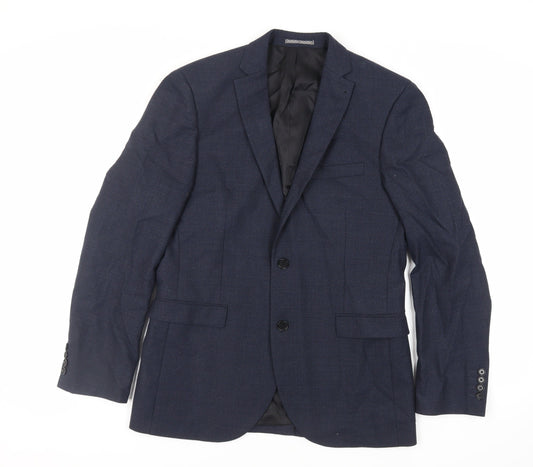 NEXT Mens Blue Plaid Polyester Jacket Suit Jacket Size 40 Regular
