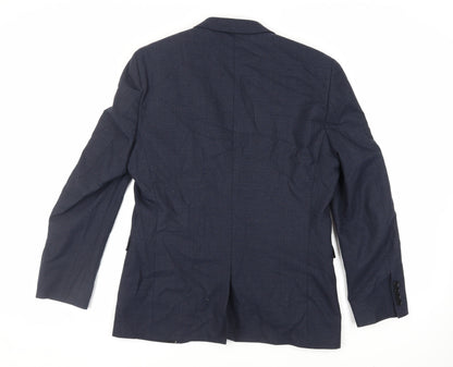 Next Mens Blue Plaid Polyester Jacket Suit Jacket Size 40 Regular