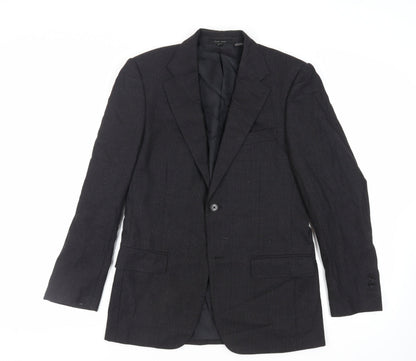 Zara Man Mens Black Plaid Wool Jacket Blazer Size 36 Regular