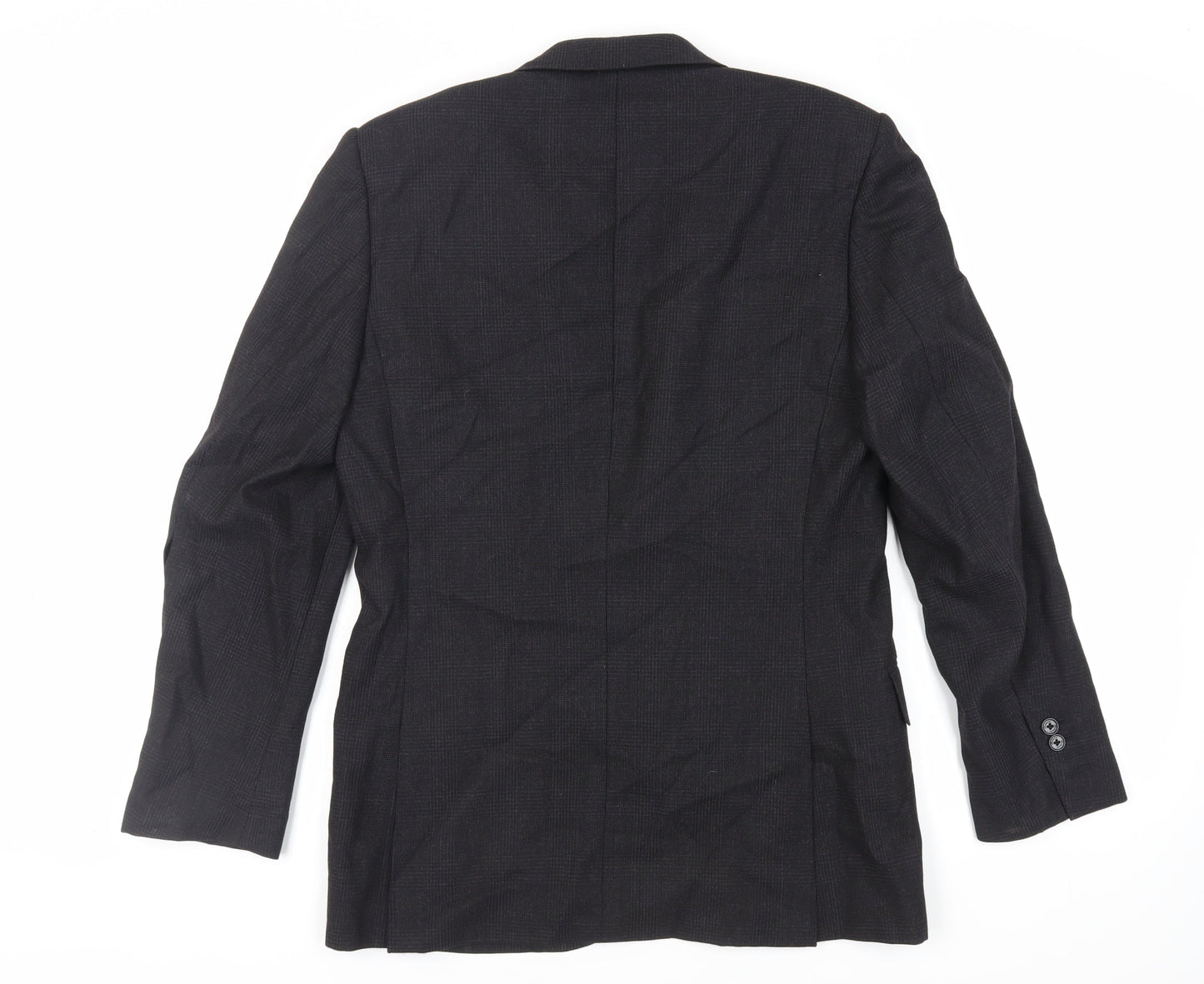 Zara Man Mens Black Plaid Wool Jacket Blazer Size 36 Regular